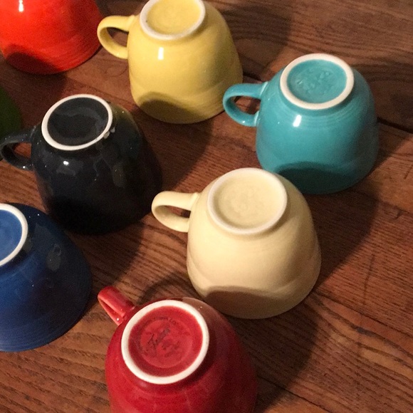 9 FIESTA Coffee Cups Only NWOT No Saucers 1950's Kitchen Mugs Primary Colors - Picture 6 of 8